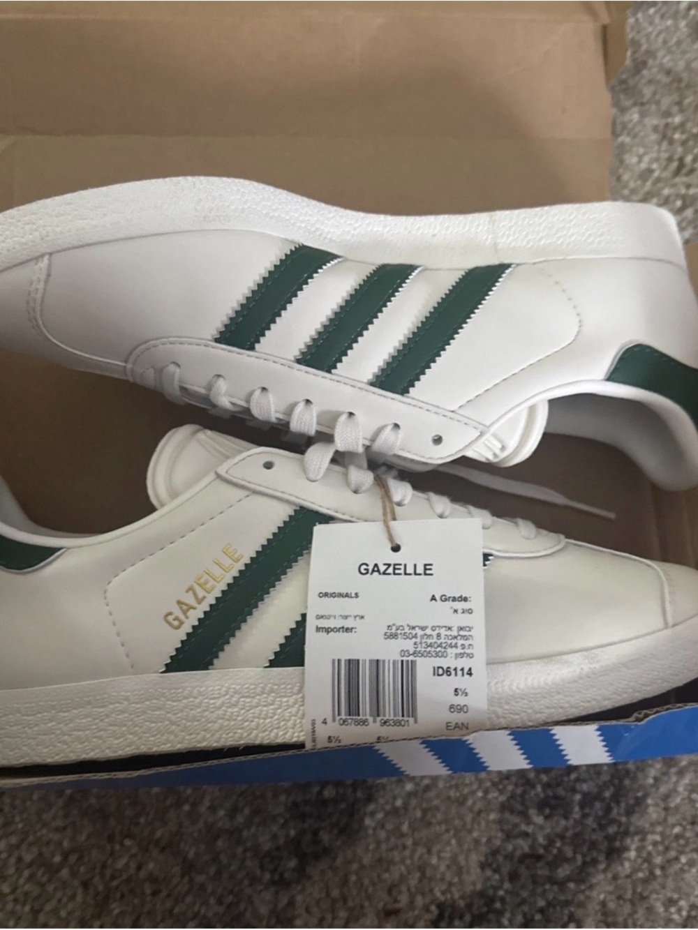 adidas Gazelle White Green Women's Sneakers